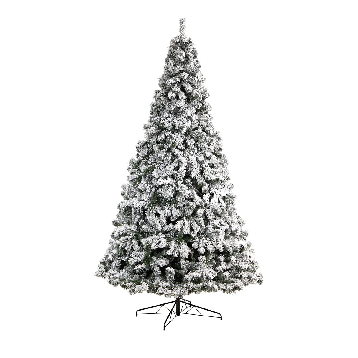 Nearly Natural 10ft. Flocked West Virginia Fir Artificial Christmas Tree with 800 Clear LED Lights and 1680 Tips Nearly Natural