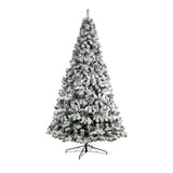 Nearly Natural 10ft. Flocked West Virginia Fir Artificial Christmas Tree with 800 Clear LED Lights and 1680 Tips Nearly Natural