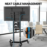 PERLESMITH Rolling TV Stand with Pegboard Storage for 32-85 Inch TVs Holds up to 132 Lbs, Height Adjustable Mobile TV Stand with Laptop Shelf, Portable tv Stand for 4K TVs Max VESA 600x400mm PSTVMC01 PERLESMITH