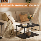 WOHOMO Coffee Table, Black Modern Coffee Tables for Living Room 2 in 1Detachable Small Center Table Set with Storage, Black Marble WOHOMO