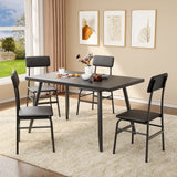 Gizoon 5 Piece Dining Table Set for 4, Modern Metal & Wood Kitchen Dinner Table with 4 Chairs, Space-Saving Dining Room Furniture Table & Chair Sets for Small Spaces & Apartment, Black Gizoon