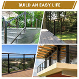 Rayzi 42" 2Pack Cable Railing Post, Stainless Steel Level Line Handrail Post with 100ft 1/8" Stainless Steel Cable and Wire Pliers DIY Kit (No Handrail), Black Rayzi