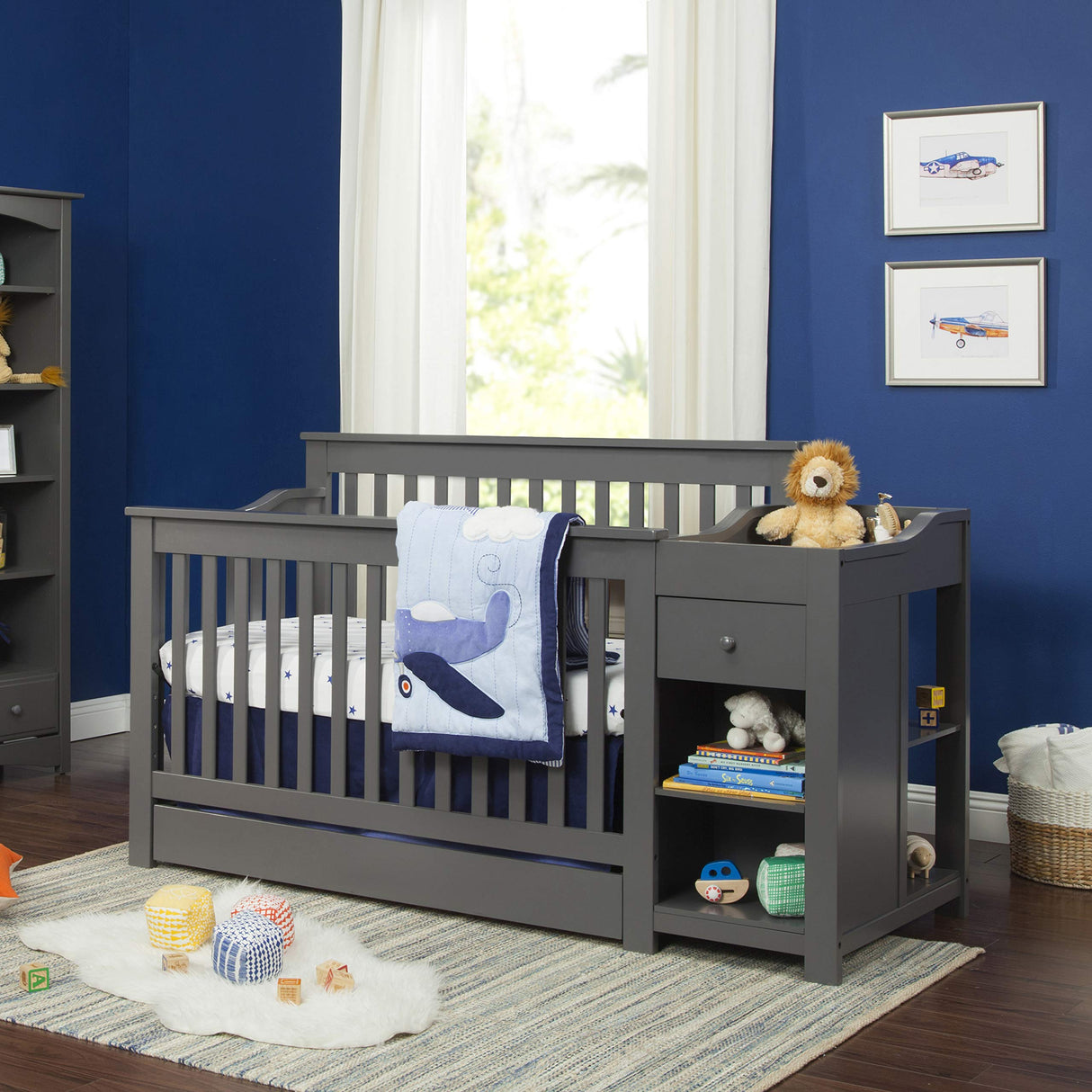DaVinci Piedmont 4-in-1 Convertible Crib and Changer Combo in Slate DaVinci