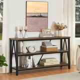 HOMISSUE Entryway Console Table, Rustic Couch Table with Wide Storage, Industrial Sofa Tables for Entryway with 3-Tier Open Shelves, Entryway Table for Living Room, Hallway, Brown, 55 Inch HOMISSUE