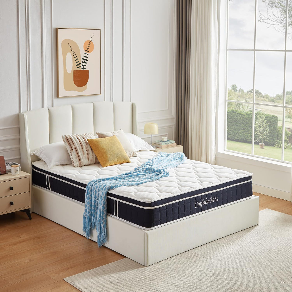 CMFOBAMTS Queen Mattress, 10 Inch Memory Foam Hybrid Mattress in a Box with Independent Spring for Motion Isolation and Pressure Relief, Comfortable Medium Firm Mattress CMFOBAMTS