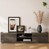 BELLEZE 69" TV Stand for TVs up to 75", Media Entertainment Center with 2-Tier Open Shelves and 2 Storage Cabinets, Wood Console Table for Living Room, Bed Room - Cayden (Brown) BELLEZE