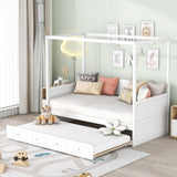Harper & Bright Designs Modern White Twin Canopy Bed with Trundle for Kids and Teens Harper & Bright Designs