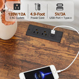 LOAKEKEL Night Stand Set 2, Tall Nightstand with Charging Station, Dresser for Bedroom with 4 Drawers, LED End Tables with USB Ports and Outlets, Rustic Brown, HNS034PBR LOAKEKEL