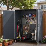 Patiowell 5 x 3 FT Outdoor Storage Cabinet Plastic Shed Patio Storage Shed with Stable Roof and Lockable Doors Waterproof Resin Shed for Pool Storage, Tools and Patio Furnitrue Accessories, Dark Gray Patiowell