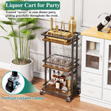 OKZEST 4-Tier Liquor Cabinet with Wine Rack, Mini Bar Cart for Home, Small Liquor Bar for Alcohol, Rolling Kitchen Serving Cart on Wheels, Wine Drink Cart for Party, Bar Stand for Small Space OKZEST