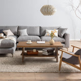 Farmhouse Wood Coffee Table - 43.4” Mid Century Modern Wooden Coffee Tables for Living Room, Solid Firwood Tabletop Rectangle Coffee Table, Center Table for Living Room, Brown HOKYHOKY