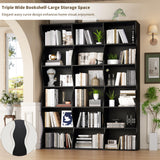Gyfimoie 71" Triple Wide Bookshelf, 6 Tier Tall Bookcase with Storage, Large Book Shelves with 18 Open Display Shelves, Black Bookcase for Living Room, Study, Home Office, Library (Black) Gyfimoie