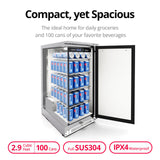 Frostronics 15 Inch 100 Cans Outdoor Beverage Refrigerator, 3.5 cu. ft. Built-in Beverage Cooler with Easy-Swap Reversible Door, 26°F Outdoor Beverage Fridge, SUS304, Lockable, ETL & NSF7 Certified Frostronics