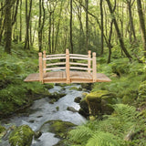 S AFSTAR Garden Bridge, 5FT Wooden Arc Footbridge for Outdoors with Safety Guardrails, Decorative Landscaping for Garden Yard Walkway Creek Farm, 400 LBS Capacity (Natural Finished) S AFSTAR