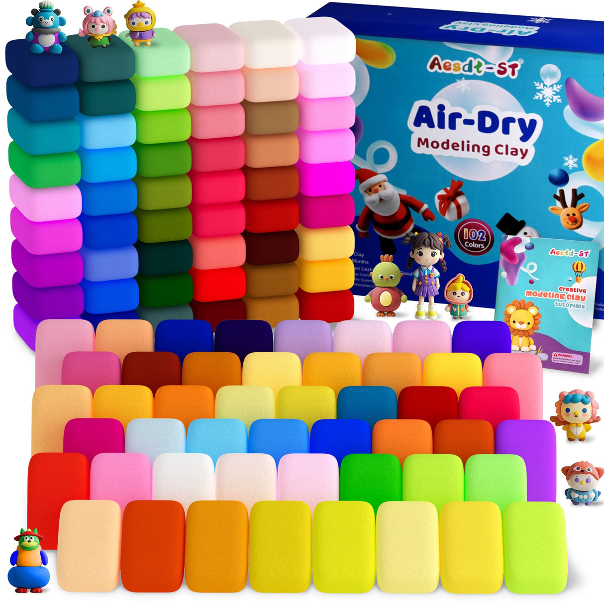 Air Dry Clay 102 Colors, Modeling Clay for Kids, Model Magic Clay, DIY Molding Clay Kit with Sculpting Tools, Soft and Non-Sticky, Arts and Crafts Gift for Boys Girls Kids Aestd-ST