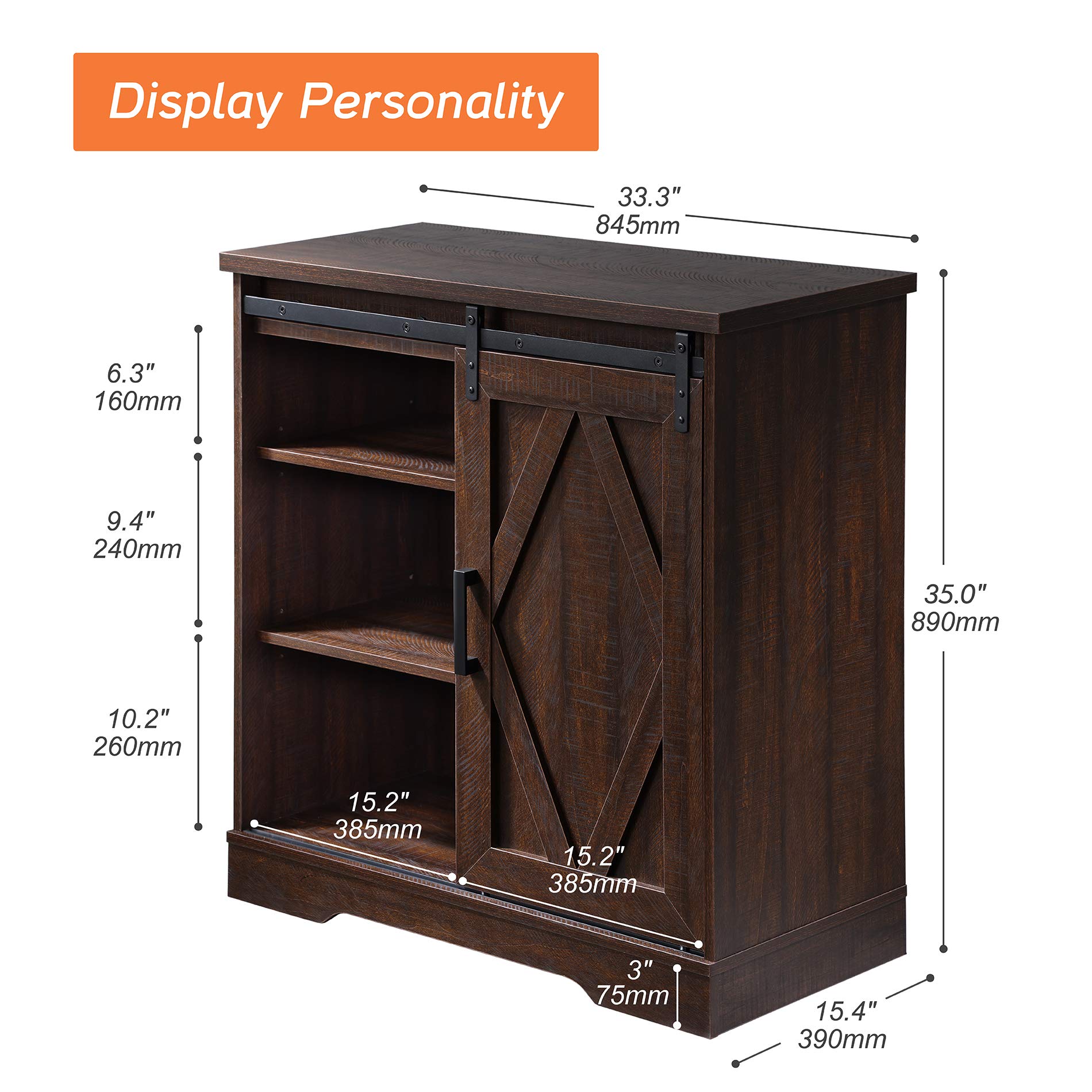 WAMPAT LED Accent Cabinet Coffee Bar Buffet Entryway Storage Table for Living Room, Bathroom and Home Kitchen,Brown - WoodArtSupply