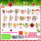 Saillong 20 Pcs Spring Diamond Painting Magnets Flower Butterfly Bee Gnomes Sunflower Diamond Art Magnets Kits Refrigerator Magnetic Stickers for Fridge Home Adults DIY Crafts Saillong