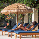 AMMSUN 7.5ft Hula Thatched Tiki Patio Beach Umbrella Hawaiian Style 10 Ribs UPF 50+ with Tilt Carry Bag for Outdoor Tiki Bar, Tropical Palapa, Patio Garden Beach Pool Backyard Natural Color AMMSUN