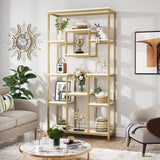 Tribesigns 71" Gold and White Modern 11-Tier Etagere Bookshelf for Elegant Storage and Display Tribesigns