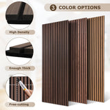 DOLLAR BOSS Wood Slat Acoustic Panels for Wall, 46.5" x 23.6" 2Pcs Soundproof Absorbing Wall Panel with Wood Finish 3D Fluted, Ebony DOLLAR BOSS