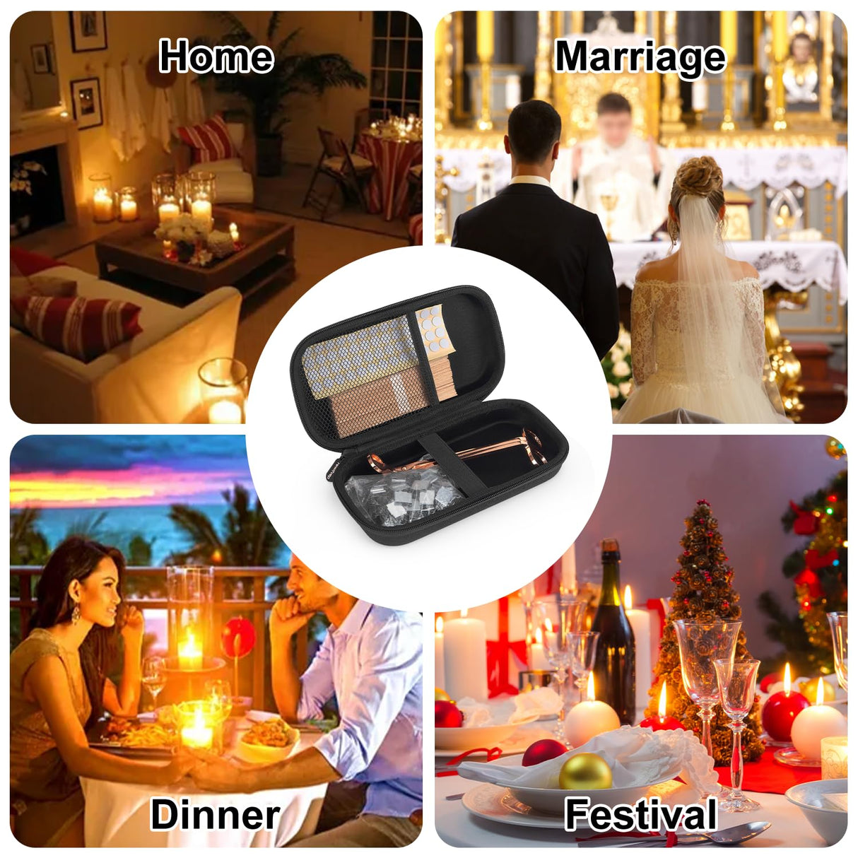 Wood Wicks for Candles Making with Case, Wooden Wicks for Candlemaking 5.1 X 0.5 Inch Smokeless Long Lasting Flame Natural Wood Candle Wick with Candle Wick Trimmer, Metal Base for DIY Candle(50 Sets) Yewltvep