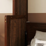 LUMISOL Murphy Bed Queen Size, Hidden Wall Bed Frame with Desk, Solid Wood Cabinet Bed Frame with Gas Struts, No Box Spring Needed, Walnut LUMISOL