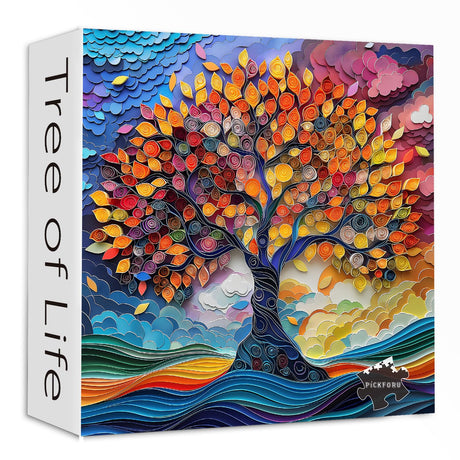 Tree of Life Puzzles for Adults 1000 Pieces, Paper Cutting Tree Art Jigsaw Puzzle, Colorful Impossible Hard Difficult Challenging Puzzles PICKFORU