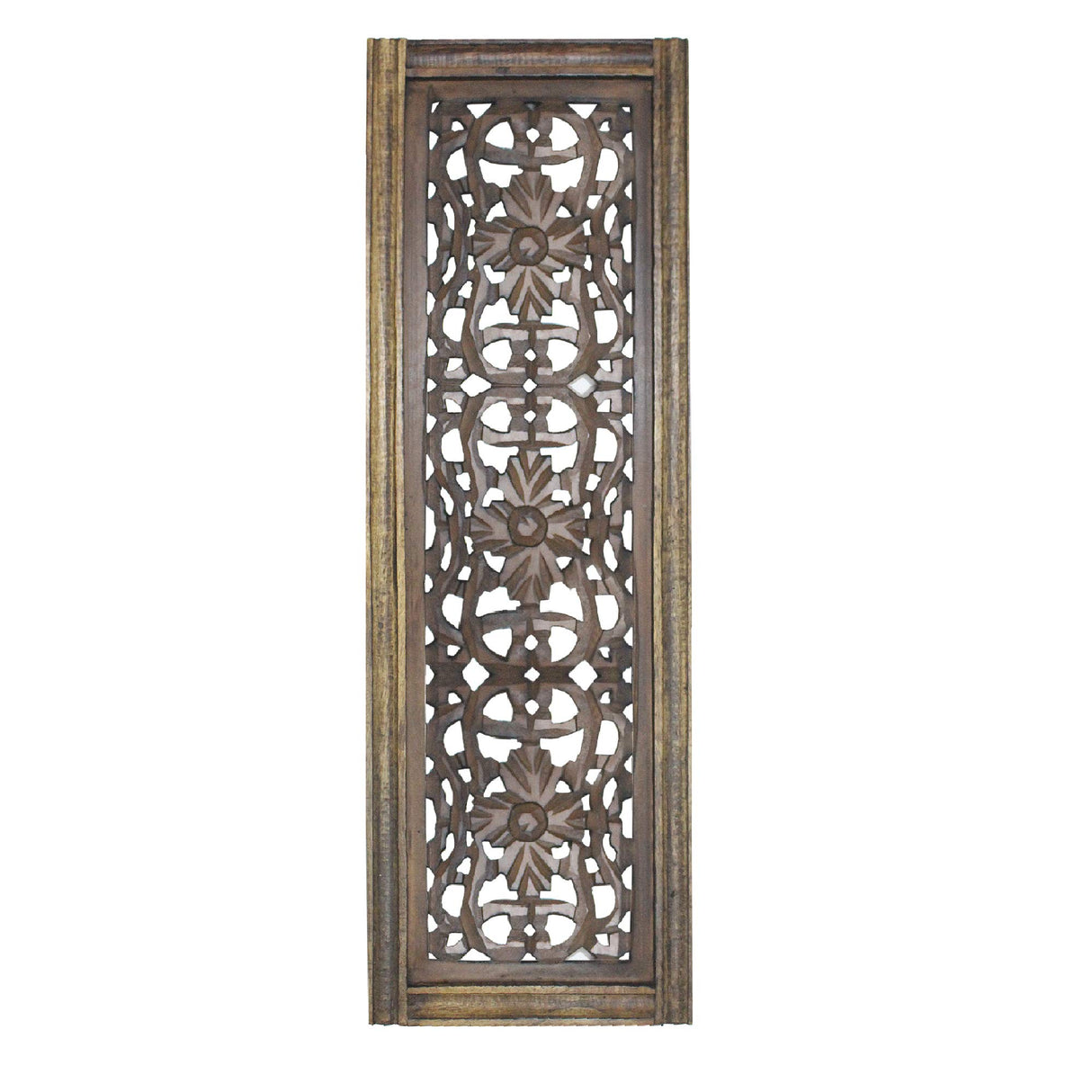 TUP The Urban Port Floral Hand Carved Wooden Wall Panels, Assortment of Two, Rustic Brown TUP THE URBAN PORT