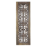 TUP The Urban Port Floral Hand Carved Wooden Wall Panels, Assortment of Two, Rustic Brown TUP THE URBAN PORT