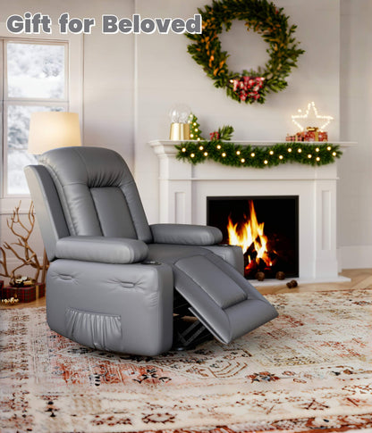 GarveeHome Power Lift Recliner Chair - Heat and Massage, Adjustable Back and Legs, PU Leather Electric Lift Chair Designed for The Elderly and People with Mobility impaired