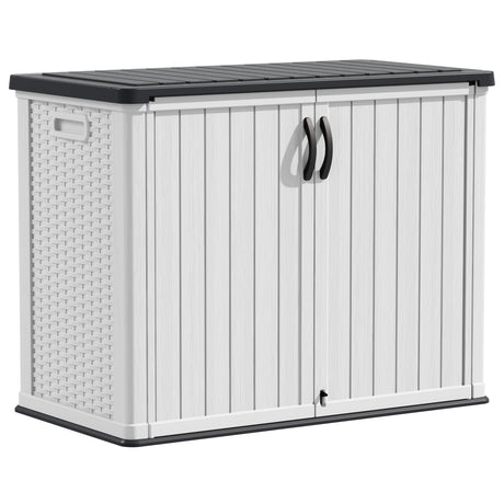 Devoko Outdoor Storage Cabinet 26 Cu Ft with Lockable Doors, Horizontal Storage Shed Waterproof Patio Tools Storage Box for Sofa Cushions, Gardening Tools and Accessories (White) Devoko