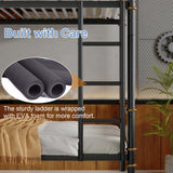 Twin XL over Twin XL Industrial Bunk Beds for Kids and Teens , Heavy-Duty 2 IN 1 Metal Convertible Bunk Bed with Ladder and Slats Support ,15.9" High Guard Rail,Space-Saving ,Noise Reduced,Black MoproBeti