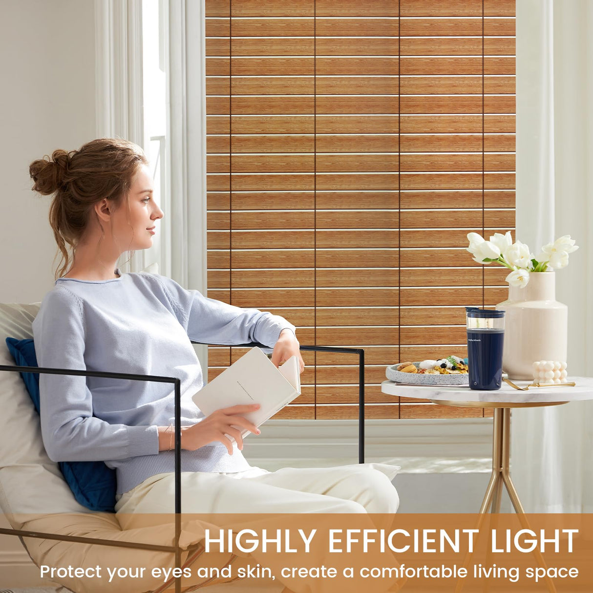 DKTIE Wooden Blinds Pattern Decorative Window Privacy Film, Sun Blocking Heat Control, Static Cling No Glue, with Installation Tools, Stained Glass Window Film (S531, 17.7" x 78.7") dktie