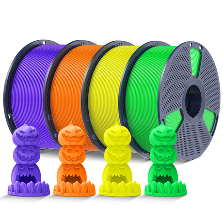 SUNLU 4KG Fluorescent PLA 3D Printer Filament Bundle, PLA Filament 1.75mm, Fit for Most FDM 3D Printer, 1kg Spool, 4Packs, Fluorescent(Purple+Orange+Yellow+Green) SUNLU