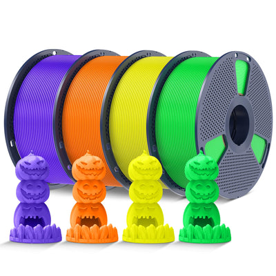 SUNLU 4KG Fluorescent PLA 3D Printer Filament Bundle, PLA Filament 1.75mm, Fit for Most FDM 3D Printer, 1kg Spool, 4Packs, Fluorescent(Purple+Orange+Yellow+Green)