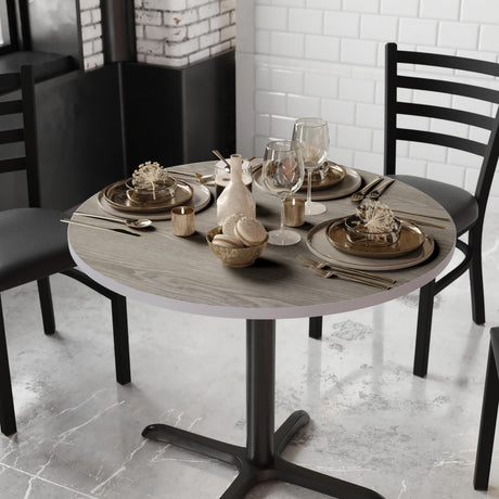 Flash Furniture 36" Round Table Reversible Laminate Top, White/Gray Flash Furniture