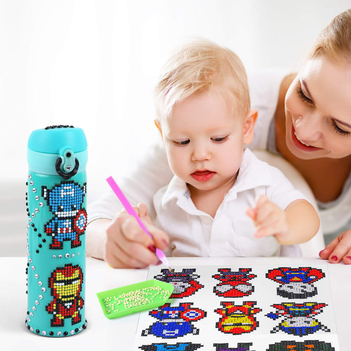 MEIEST Decorate Your Own Water Bottle with Hero 5D Diamond Art Painting Stickers Kits & Glitter Gems MEIEST