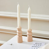 Denique Ceramic Candle Holders Set of 2, Creative Modern Knot Candlestick Holder Set, Table Centerpiece Taper Candle Holders Desktop Decoration for Home Decor, Wedding, Dinning, Party (Beige) Denique