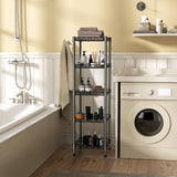 GIOTORENT 5 Tier Standing Shelving Metal Units, Adjustable Height Wire Shelf Display Rack for Laundry Bathroom Kitchen 11.8 W x 11.8 D x 50 H (5-Tier, Black) GIOTORENT