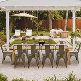 Furmax Metal Dining Chair Indoor Outdoor Use Stackable Classic Trattoria Chair Chic Dining Bistro Cafe Side Metal Chairs Set of 4 (Gun) Furmax