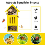 Bee House Bug Hotel & Butterfly House, Handcrafted Wooden Ladybug House, Natural Insect Habitat for Garden, Patio, or Yard, Durable Pine Wood, Attracts Pollinators, 10.4 x 5.5 x 3.2 Inches UUMENHA