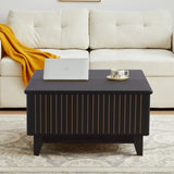 NVETHM Lift Top Coffee Table, Square Coffee Table with Hidden Storage Compartment, Farmhouse Wood Center Table Dining Table for Living Room, Bedroom, Home Office (Black) NVETHM