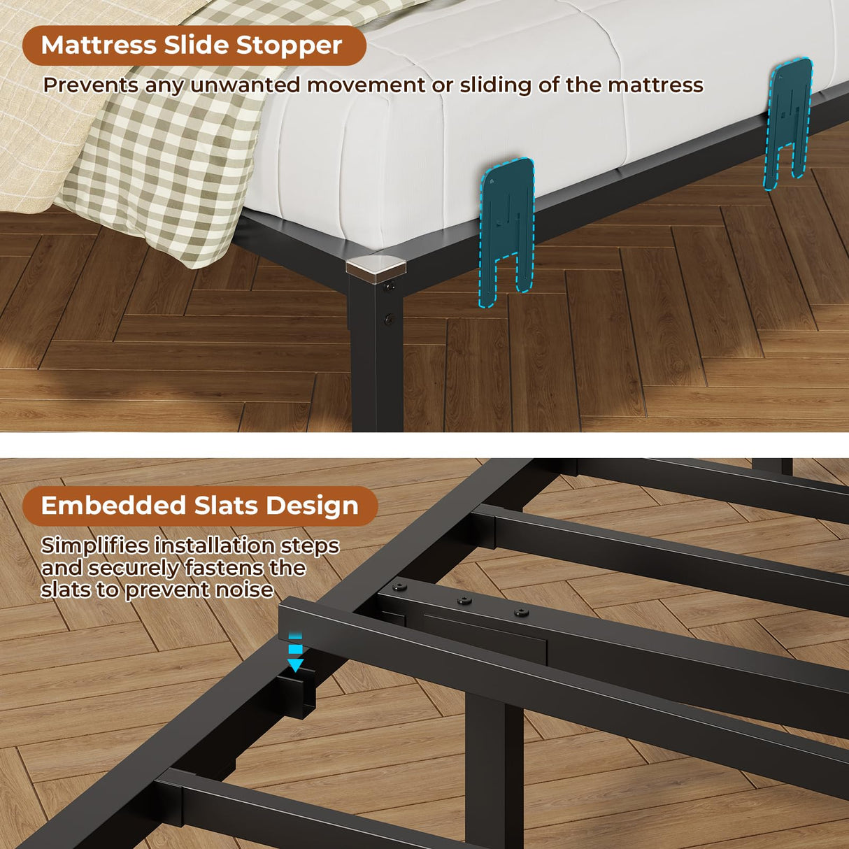 DICTAC Twin Size Bed Frame with 2 Storage Drawers & Charging Station twin Platform Corner Bed Frame with Led Lights Twin Daybed With Upholstered Guardrail for Living Room, Bedroom and Guest Room, Gray DICTAC