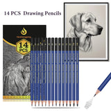 Daerthotk Pencils Drawing Sketching Set 14 pcs Graphite (12B - 6H) Kit Soft Pencils Ideal Gift for Drawing Art, Sketching, Shading, Artist Pencils for Beginners Pro Artists Daerthotk