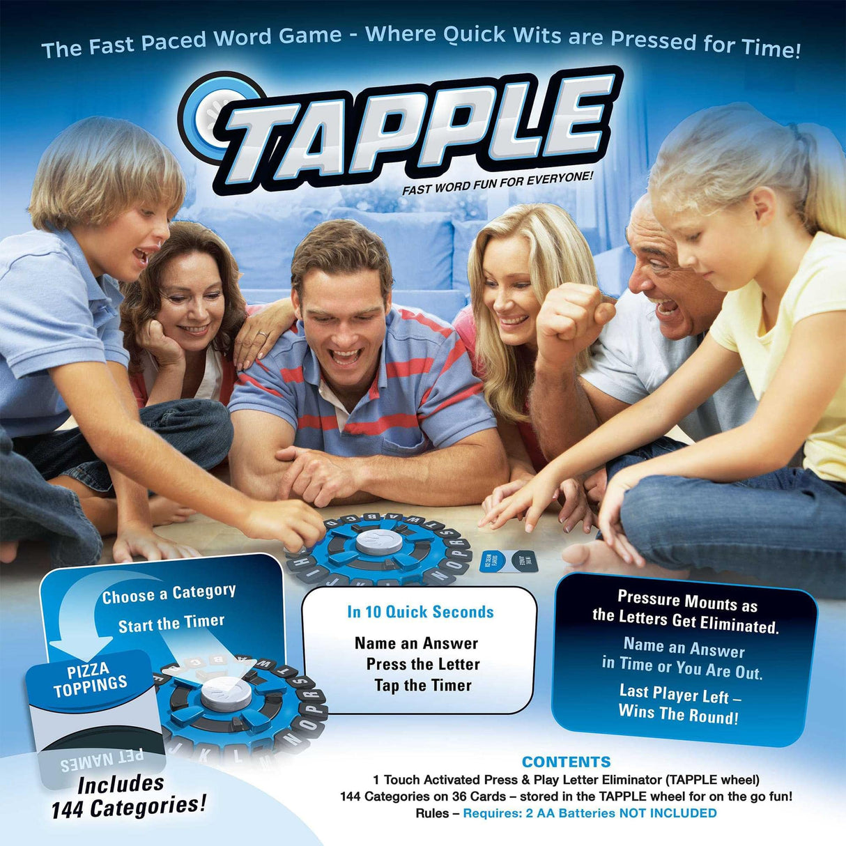 USAOPOLY TAPPLE® Word Game | Fast-Paced Family Board Game | Choose a Category & Race Against The Timer to be The Last Player | Learning Game Great for All Ages (1 Pack) USAOPOLY