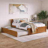 AFI Orlando Queen Solid Wood Platform Bed with Footboard & Twin XL Trundle in Light Toffee AFI