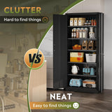 DEVAISE Metal Garage Storage Cabinet with 2 Doors and 5 Adjustable Shelves, 71'' Black Lockable Steel File Cabinet for Garage, Home, Office, Shool, Gym DEVAISE