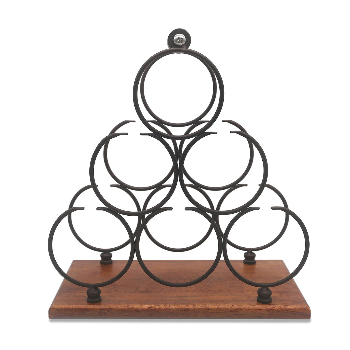 ALLCENER Countertop Wine Rack, Tabletop 6 Bottles Wood Wine Holder, Sturdy Handle, 3-Tier Rustic Classic Design, Simple Assembly, Wood & Metal (Copper) ALLCENER