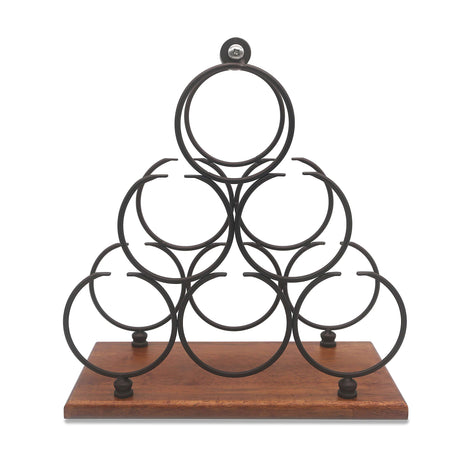 ALLCENER Countertop Wine Rack, Tabletop 6 Bottles Wood Wine Holder, Sturdy Handle, 3-Tier Rustic Classic Design, Simple Assembly, Wood & Metal (Copper) ALLCENER