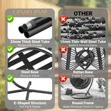 LEVELEVE Egg Chair with Stand,Patio Rattan Wicker Hanging Swing Egg Chair Hammock Chair for Bedroom Porch Garden,Thickened Aluminum Alloy Steel Frame and UV Resistant Cushion,350LBS Capacity LEVELEVE